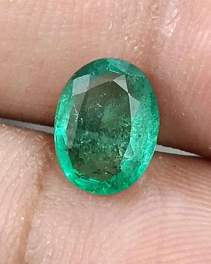 1.61ct Medium deep Zambian emerald minor oiled loose gemstone