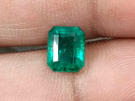 Zambian Emerald 1.80ct Certified Natural Medium Deep Green Octagon Cut Gemstone