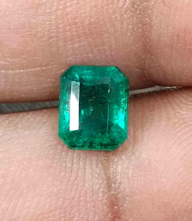 Zambian Emerald 1.80ct Certified Natural Medium Deep Green Octagon Cut Gemstone