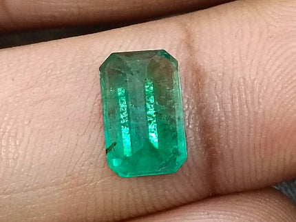 Zambian Emerald 2.63ct Neon Green Natural Certified Octagon Cut Stone