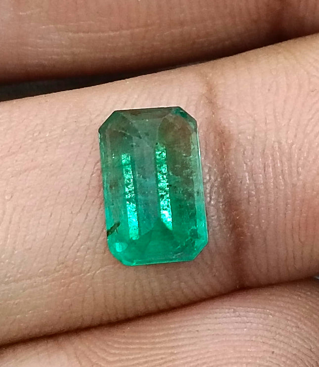 Zambian Emerald 2.63ct Neon Green Natural Certified Octagon Cut Stone