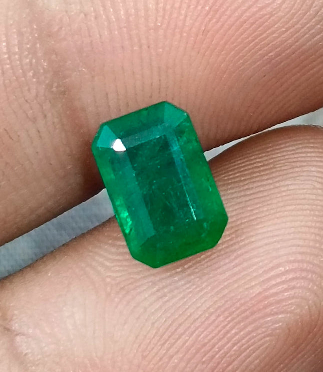 Deep Green Zambian Emerald 2.24ct Octagon Cut Certified Natural Loose Gemstone