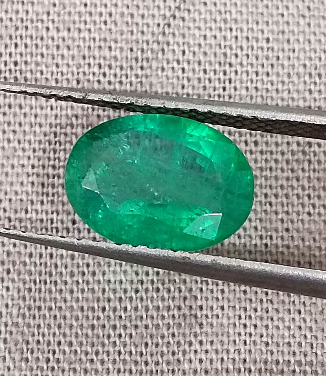 2.01ct Zambian Emerald, Certified Natural Medium Deep Green Oval Cut Loose Gemstone