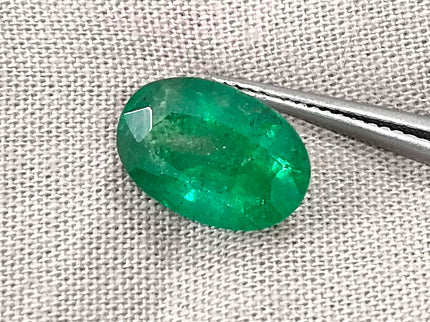 3.24ct Vivid Green Zambian Emerald, Certified Natural Oval Cut Loose Gemstone
