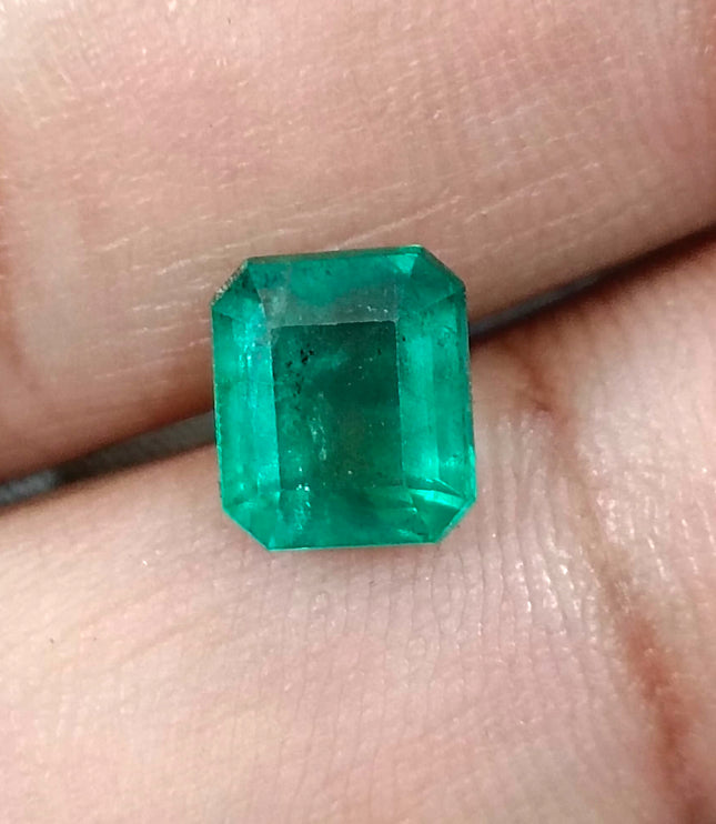 2.37ct Zambian Emerald, Certified Natural Medium Green Octagon Cut Gemstone
