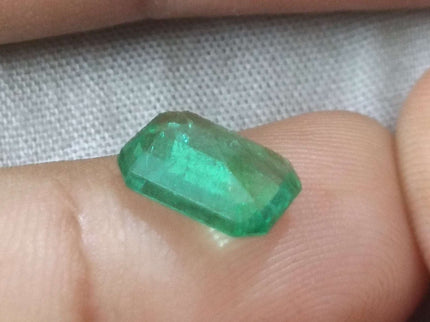 2.35ct Certified Zambian Natural Emerald Medium Bright Pure Green Octagon Cut Stone
