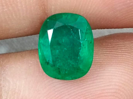 Zambian Emerald 3.61ct Certified Natural Deep Green Cushion Cut Gemstone