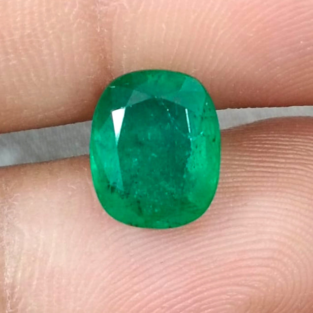 Zambian Emerald 3.61ct Certified Natural Deep Green Cushion Cut Gemstone