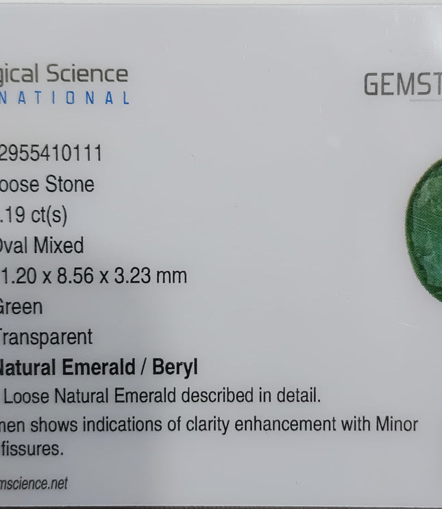Certified 2.19ct Medium Deep Green Natural Emerald.