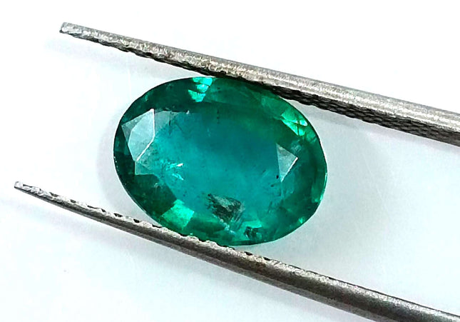 GSI Certified 1.57ct Deep Green Zambian Emerald Minor Oiled Loose Gemstone