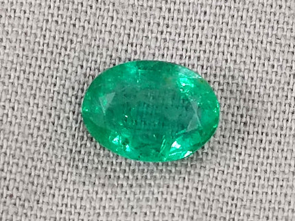 Quality Natural Zambian Emerald 1.24ct Spring Green Color Oval Cut Gemstone