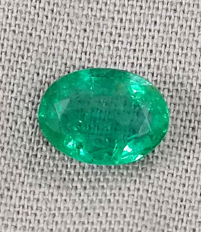 Quality Natural Zambian Emerald 1.24ct Spring Green Color Oval Cut Gemstone