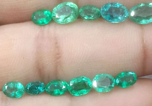 8.40ct Medium Light to Vivid Green Zambian Emerald Parcel Minor Oiled Loose Gemstones