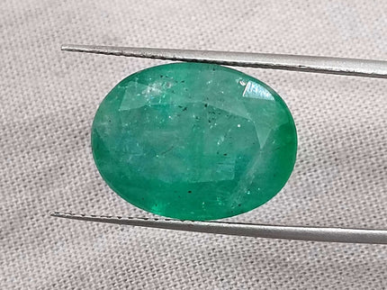 Zambian Emerald 10.21ct Certified Grass Green Natural Oval Cut Loose Stone