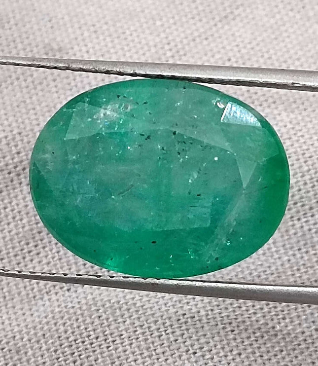 Zambian Emerald 10.21ct Certified Grass Green Natural Oval Cut Loose Stone