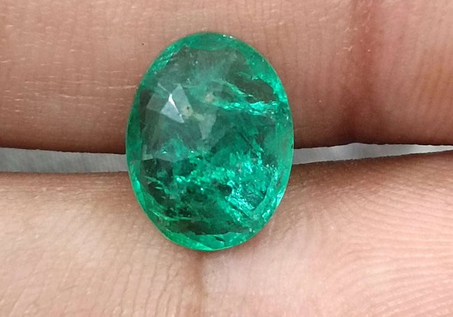 GSI Certified 2.40ct Zambian Emerald Earth Mined Loose Gemstone