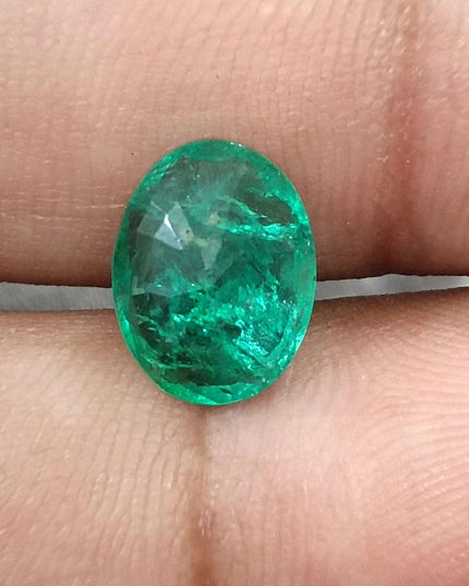 GSI Certified 2.40ct Zambian Emerald Earth Mined Loose Gemstone
