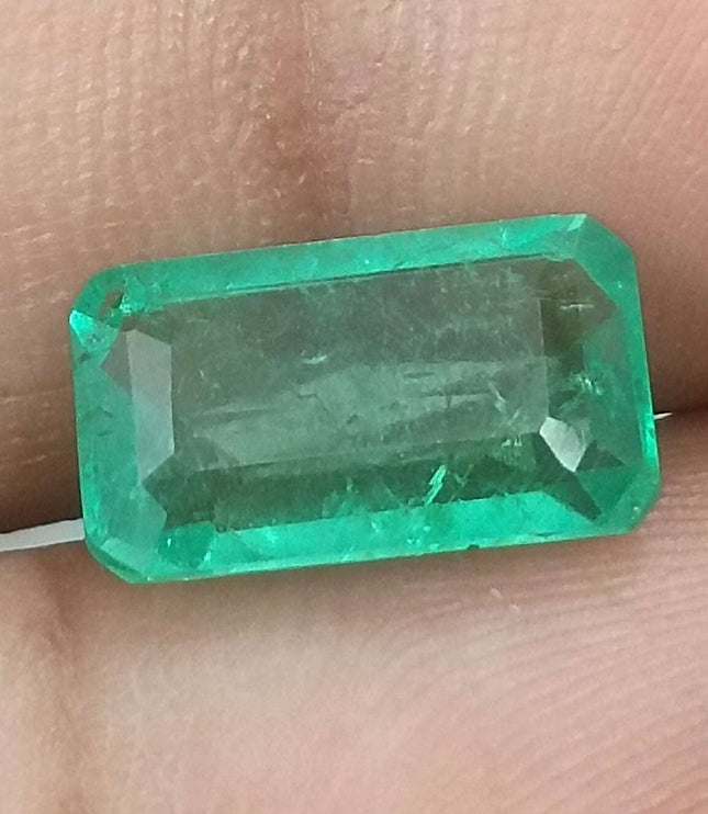 Zambian Emerald 2.74ct Certified Natural Medium Light Green Octagon Cut Loose Stone