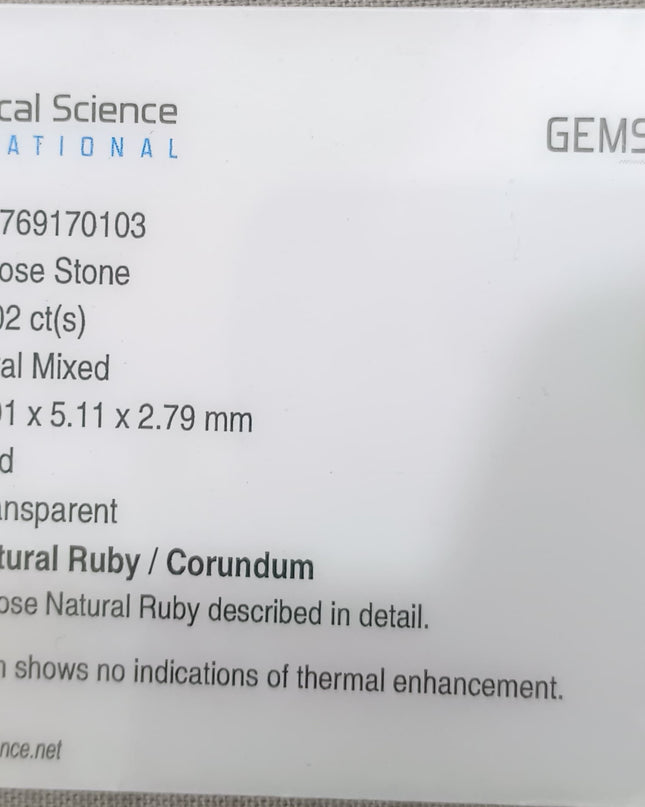 GSI Certified 1.02ct Blood Red Mozambique Ruby, Natural untreated Gemstone