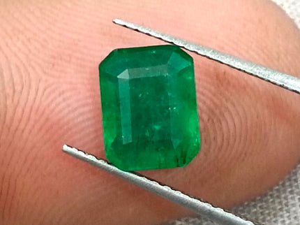 1.44ct Deep Green Zambian Emerald, Certified Natural Octagon Cut Loose Stone