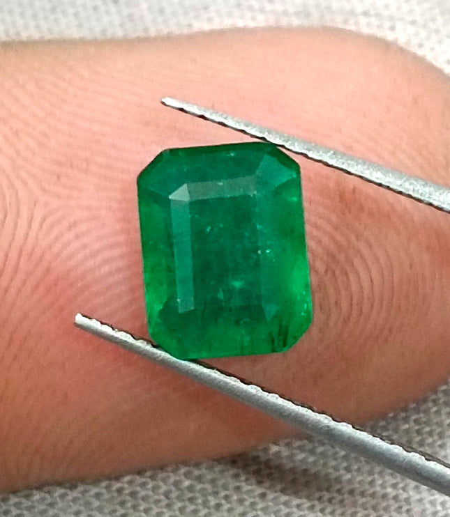 1.44ct Deep Green Zambian Emerald, Certified Natural Octagon Cut Loose Stone