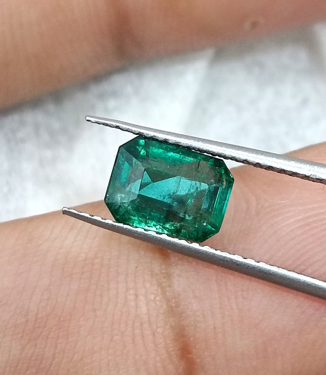 1.58ct Natural Emerald Deep Green Zambian Octagon Cut Loose Gemstone