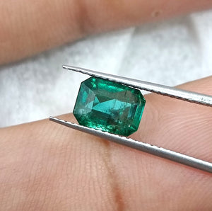 1.58ct Natural Emerald Deep Green Zambian Octagon Cut Loose Gemstone