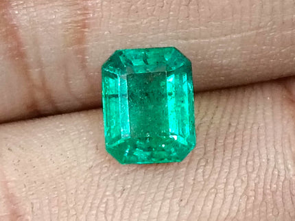 1.95ct Zambian Emerald, Medium Bright Green Octagon Cut Certified Natural Loose Gemstone
