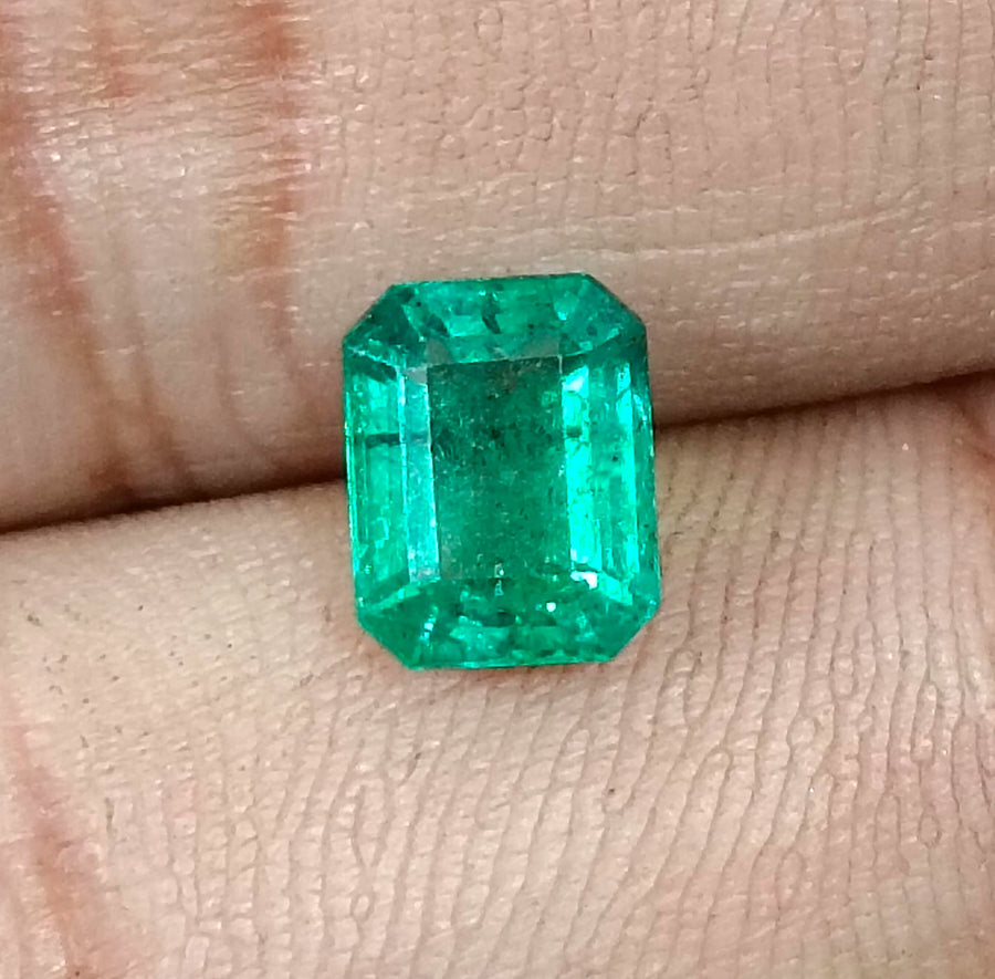 1.95ct Zambian Emerald, Medium Bright Green Octagon Cut Certified Natural Loose Gemstone