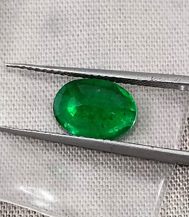 Emerald Natural 1.41ct Certified Deep Vivid Green Oval Cut Loose Gemstone