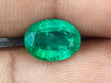 2.01ct Zambian Emerald, Certified Natural Medium Deep Green Oval Cut Loose Gemstone
