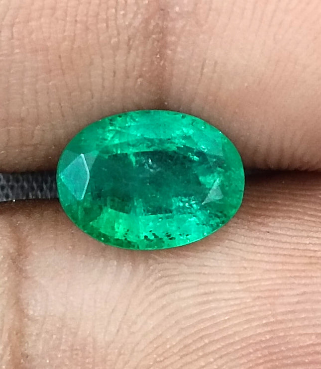 2.01ct Zambian Emerald, Certified Natural Medium Deep Green Oval Cut Loose Gemstone