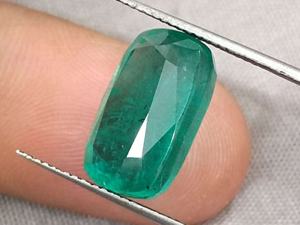 Natural Emerald 9.75ct Zambian GSI Certified Medium Deep Green Cushion Cut Loose Gemstone