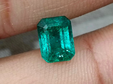 Shiny Zambian Emerald 2.16ct Medium Deep Bluish Green Octagon Cut Gemstone