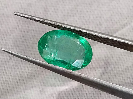 Quality Natural Zambian Emerald 1.24ct Spring Green Color Oval Cut Gemstone