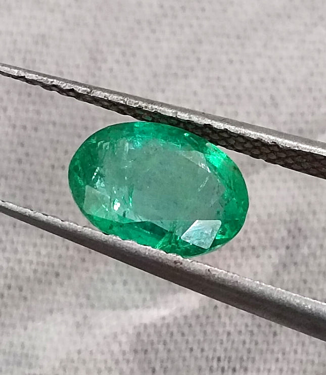 Quality Natural Zambian Emerald 1.24ct Spring Green Color Oval Cut Gemstone