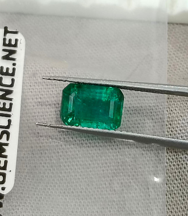 2.00ct Deep Green Zambian Emerald Certified Natural Octagon Cut Gemstone