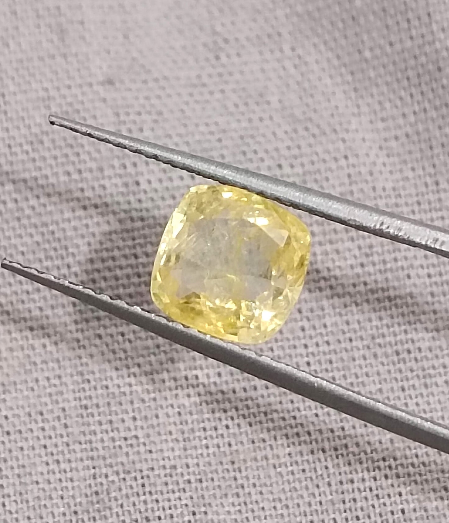 GSI Certified 1.93ct Cushion Cut Yellow Ceylon Sapphire, 100% Natural Untreated Gemstone