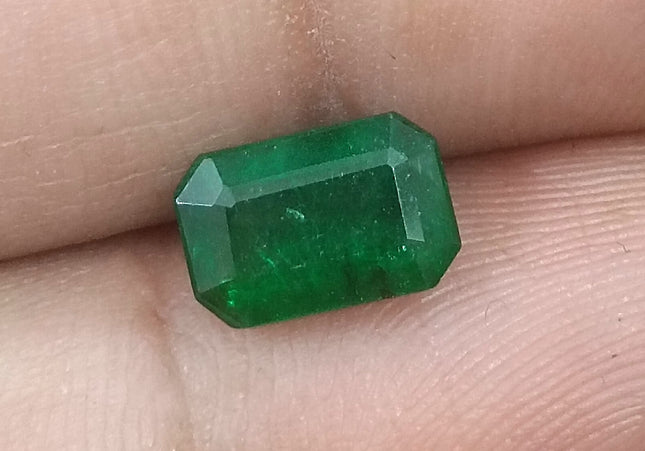 1.72ct Certified Dark Bright Golden Green Zambian Emerald