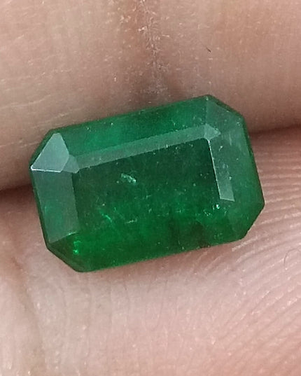 1.72ct Certified Dark Bright Golden Green Zambian Emerald