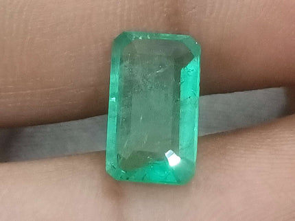 Zambian Emerald 2.74ct Certified Natural Medium Light Green Octagon Cut Loose Stone