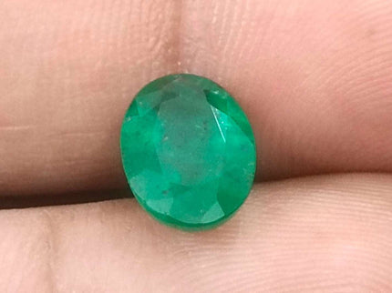 Zambian Emerald 2.41ct Certified Natural Deep Green Oval Cut Loose Stone