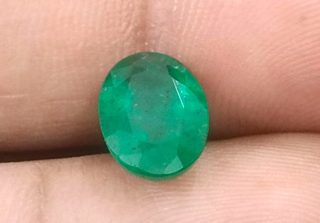 2.41ct GSI Certified Deep Green Zambian Emerald Minor Oiled Loose Gemstone