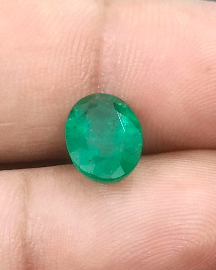 2.41ct GSI Certified Deep Green Zambian Emerald Minor Oiled Loose Gemstone