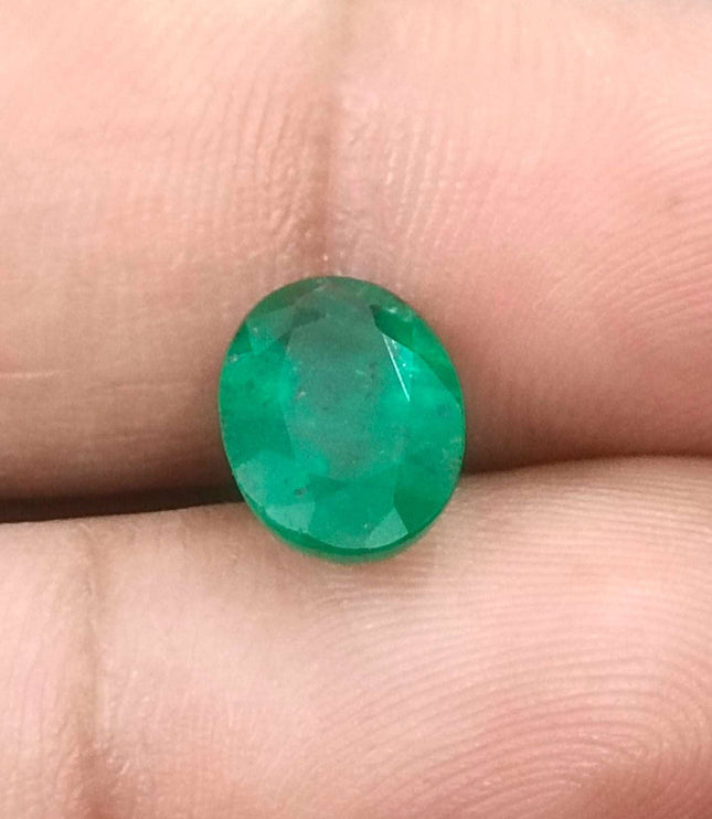 Zambian Emerald 2.41ct Certified Natural Deep Green Oval Cut Loose Stone
