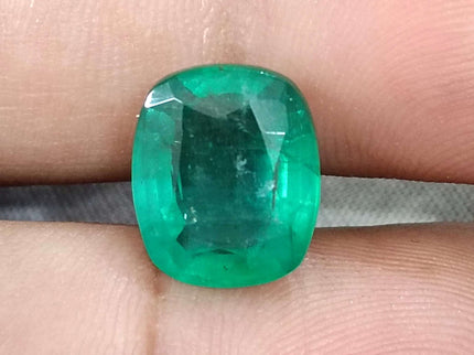 Natural Emerald 6.29ct Certified Cushion Cut Medium Deep Green Loose Gemstone